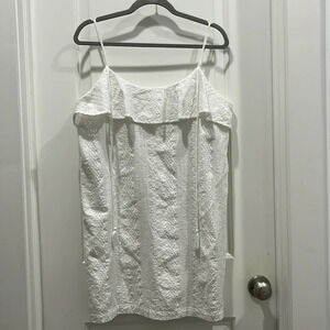 Talori White Eyelet Ruffled Mini Dress Sz M